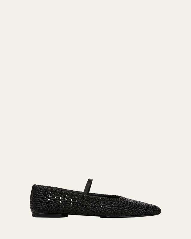 Vivian Crochet Leather Mary Jane Ballerina Flats